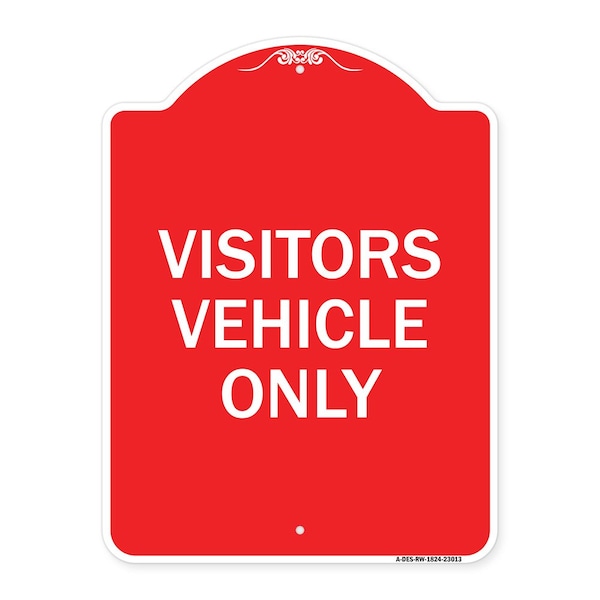 Signmission Reserved Parking Sign Visitor Vehicles Only, Red & White Aluminum Sign, 18" x 24", RW-1824-23013 A-DES-RW-1824-23013 - main